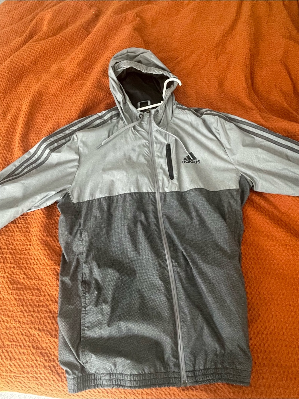 adidas Two-Tone Gray Hooded Windbreaker Jacket